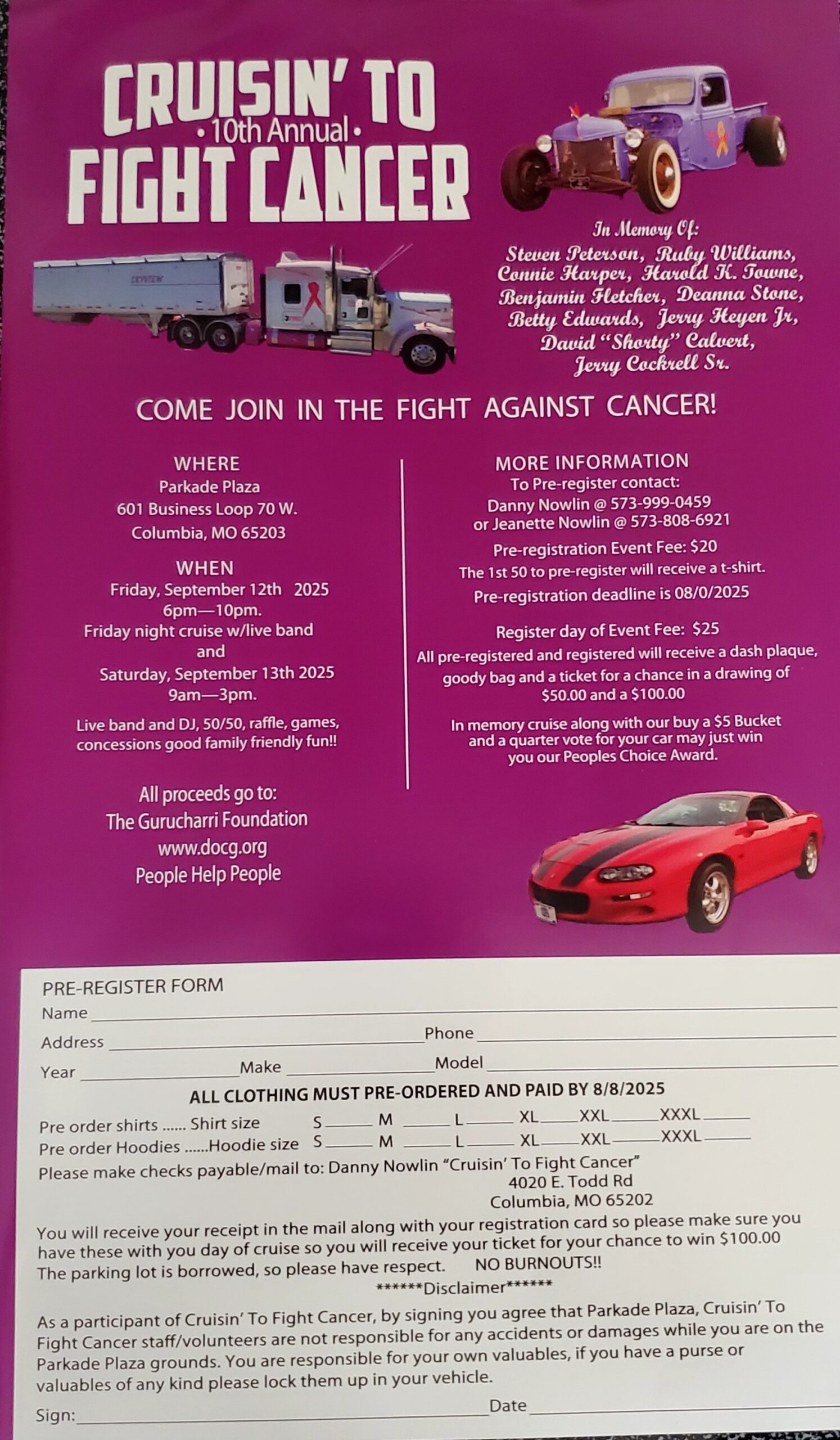 Crusin to Fight Cancer Event Details